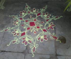 Rangoli: Red and Yellow beauty